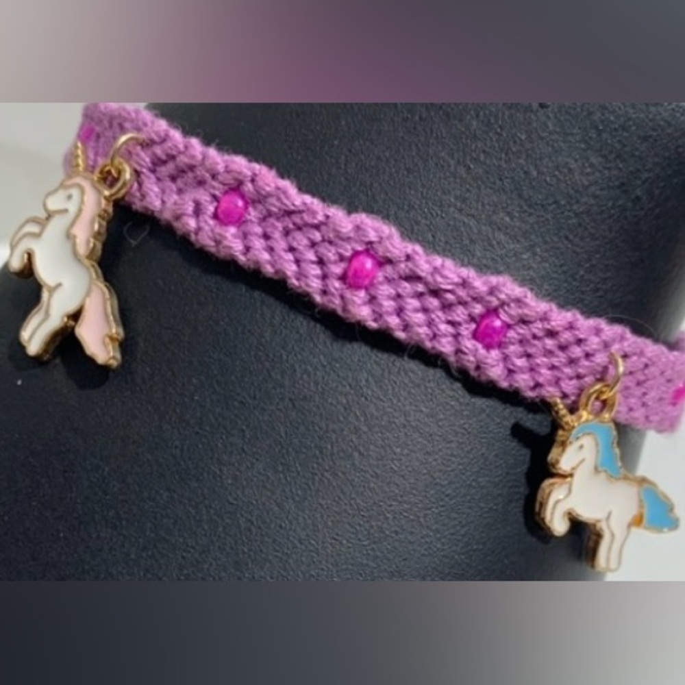 Hand crafted beaded with unicorn charms macrame bracelet